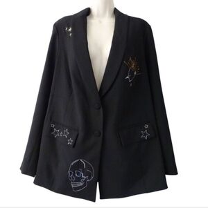 New Studio Torrid Women Black Embellished Blazer Size 2X Skulls Indie Chic NWT